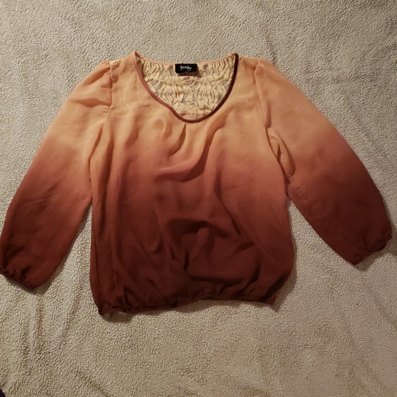 Ombre Pink to Burgundy Sheer Top - Picture 4 of 6